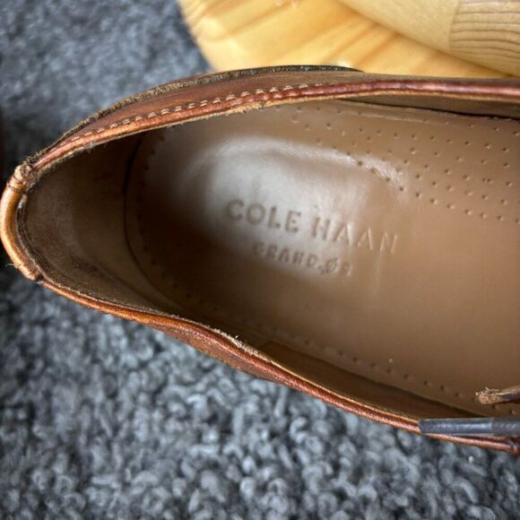 Cole Haan Giraldo II Bike Toe Derby Mens 12 Brown Brogue Oxford Dress Shoe Grand